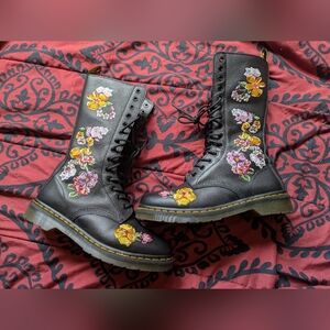 Dr. Martens Black and Yellow Combat Boots with Chunky Sole
